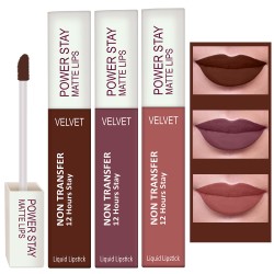 PERPAA® Power Stay Liquid Matte Lipstick - Waterproof Combo of 3 (Upto12 Hrs Stay) Bon Bon Brown , Timeless Mauve ,Visionary Nude