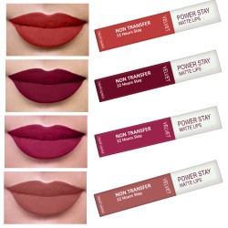 PERPAA® Power Stay Liquid Matte Lipstick - Waterproof Combo of 4 (Upto12 Hrs Stay)Flirty Red, Cherry Red , Pink Prom ,Visionary Nude