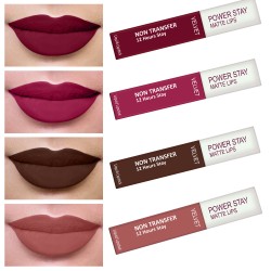 PERPAA® Power Stay Liquid Matte Lipstick - Waterproof Combo of 4 (Upto12 Hrs Stay)Cherry Red , Pink Prom , Bon Bon Brown , Visionary Nude