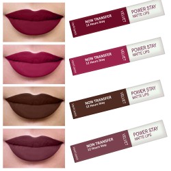 PERPAA® Power Stay Liquid Matte Lipstick - Waterproof Combo of 4 (Upto12 Hrs Stay)Cherry Red , Pink Prom ,Bon Bon Brown ,Timeless Mauve