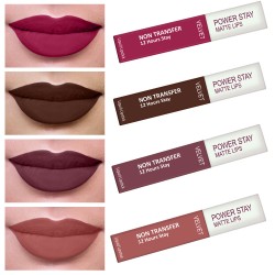 PERPAA® Power Stay Liquid Matte Lipstick - Waterproof Combo of 4 (Upto12 Hrs Stay) (Pink Prom , Bon Bon Brown ,Timeless Mauve , Visionary Nude, Pack of 4)