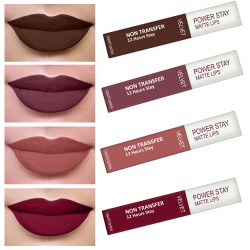 PERPAA® Power Stay Liquid Matte Lipstick - Waterproof Combo of 4 (Upto12 Hrs Stay)Bon Bon Brown ,Timeless Mauve ,Visionary Nude ,Cherry Red