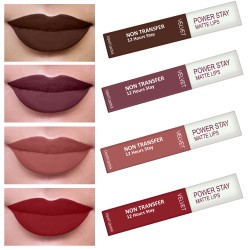 PERPAA® Power Stay Liquid Matte Lipstick - Waterproof Combo of 4 (Upto12 Hrs Stay)Bon Bon Brown ,Timeless Mauve ,Visionary Nude ,Apple Red