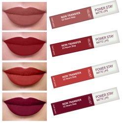 PERPAA® Power Stay Liquid Matte Lipstick - Waterproof Combo of 4 (Upto12 Hrs Stay) (Visionary Nude , Apple Red ,Flirty Red, Cherry Red, Pack of 4)