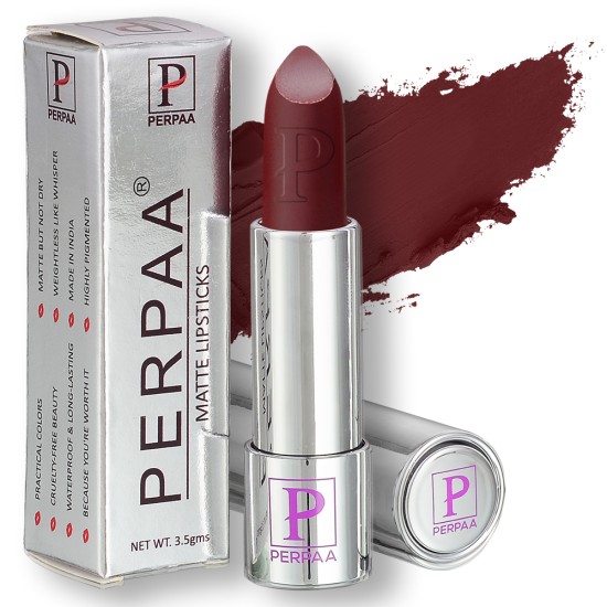 PERPAA® Push, Pop & Play Matte Lipstick, Long Lasting, Moisturizing Lip Color Enrich with Vitamin E - Non-Drying, Creamy Matte Bullet Lipstick (Pack of 3, Matte Maroon, Matte Magenta, Innocent Nude)