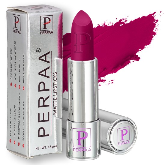 PERPAA® Push, Pop & Play Matte Lipstick, Long Lasting, Moisturizing Lip Color Enrich with Vitamin E - Non-Drying, Creamy Matte Bullet Lipstick (Pack of 3, Matte Magenta, Matte Nude, Matte Red)