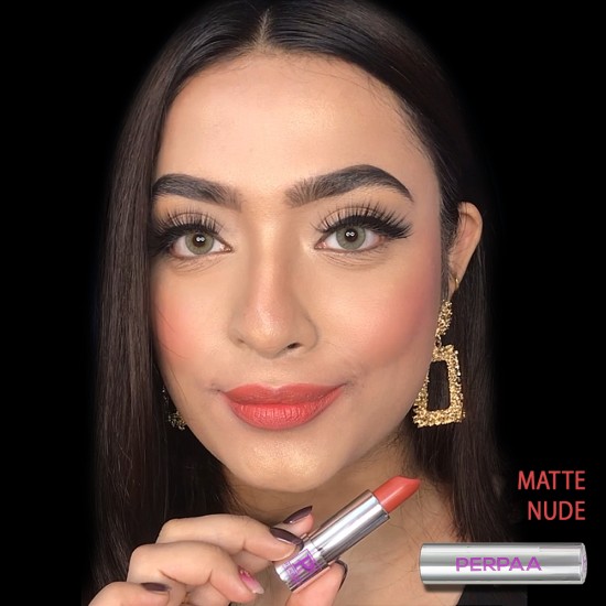 PERPAA® Push, Pop & Play Matte Lipstick, Long Lasting, Moisturizing Lip Color Enrich with Vitamin E - Non-Drying, Creamy Matte Bullet Lipstick (Pack of 3, Matte Magenta, Matte Nude, Bridal Maroon)