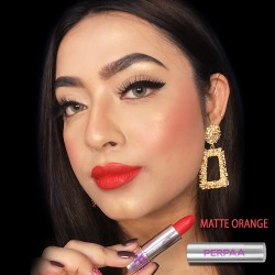 PERPAA® Push, Pop & Play , Long Lasting, Moisturizing Matte Lipstick Lip Color Enrich with Vitamin E - Non-Drying, Creamy Matte Bullet Lipstick (Pack of 3, Matte Orange, Matte Red, Innocent Nude)
