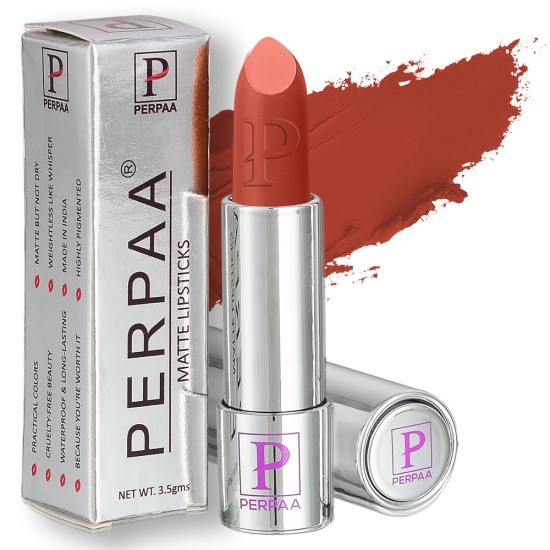 PERPAA® Push, Pop & Play , Long Lasting, Moisturizing Matte Lipstick Lip Color Enrich with Vitamin E - Non-Drying, Creamy Matte Bullet Lipstick (Pack of 3, Matte Red, Rust Brown, Natrual Pink)