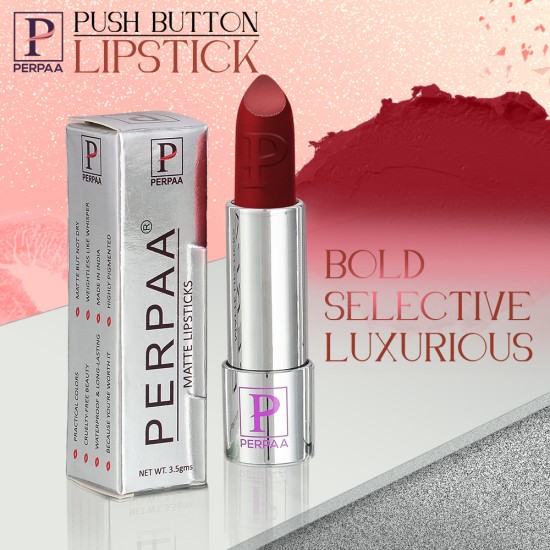PERPAA® Push, Pop & Play , Long Lasting, Moisturizing Matte Lipstick Lip Color Enrich with Vitamin E - Non-Drying, Creamy Matte Bullet Lipstick (Pack of 3, Matte Red, Rust Brown, Bridal Maroon)