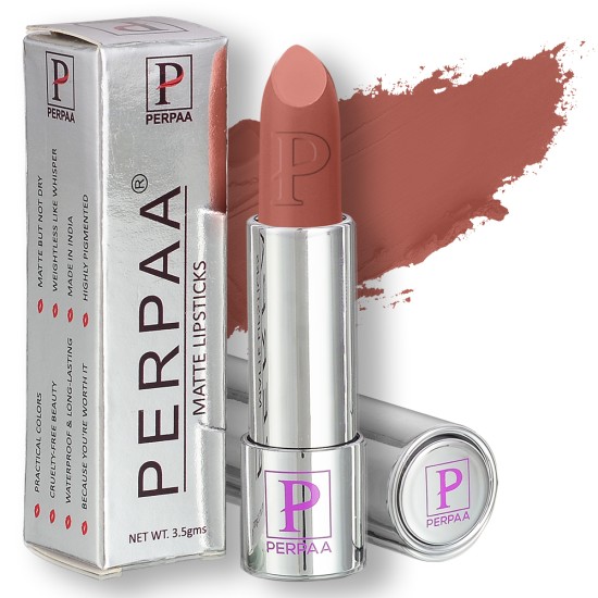 PERPAA® Push, Pop & Play , Long Lasting, Moisturizing Matte Lipstick Lip Color Enrich with Vitamin E - Non-Drying, Creamy Matte Bullet Lipstick (Pack of 3, Matte Red, Rust Brown, Innocent Nude)