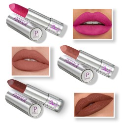 PERPAA® Push, Pop & Play , Long Lasting, Moisturizing Matte Lipstick Lip Color Enrich with Vitamin E - Non-Drying, Creamy Matte Bullet Lipstick (Pack of 3, Matte Brown, Matte Pink, Innocent Nude)