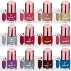 PERPAA® Quick-drying, Long-Lasting Gel Based Nail Polish Combo of 12 Pink,Light Pink,Golden,Silver,Red,Deep Red,Shiny Pink,Purple, Grey,Maroon,Blue (Pack of 12)
