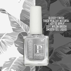 PERPAA Colorich Vegan Mettalic Nail Polish Texture Silver Flaky Glitter(Metallic Silver Nail Paint)|Non UV - Gel Finish |Chip Resistant | Seaweed Enriched Formula| Long Lasting|Cruelty and Toxic Free| 10ml