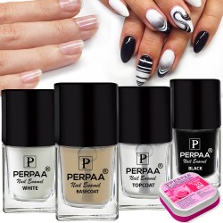 PERPAA® Trendy Long-Lasting Gel Based ,Quick-drying Nail Care Combo Set of 4 (5ml Each)