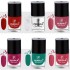 PERPAA® Trendy Quick-drying, Long-Lasting Gel Based Nail Polish Combo of 6 Pink ,Light Pink ,Green , Glitter Pink, Deep Red, Transparent (Pack of 6)
