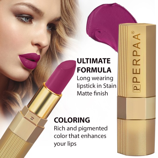 PERPAA® Xpression Sensational Creamy Matte Lipstick Weightless 3 Piece (5-8 Hrs Stay) Bold Maroon, Natural Pink ,Matte Magenta