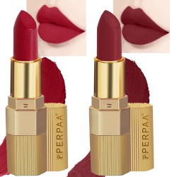 PERPAA® Xpression Sensational Creamy Matte Lipstick Weightless 2 Piece (5-8 Hrs Stay) Matte Apple Red ,Matte Maroon
