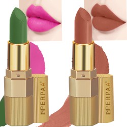 PERPAA® Xpression Sensational Creamy Matte Lipstick Weightless 2 Piece (5-8 Hrs Stay) Innocent Nude, Natural Pink