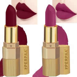 PERPAA® Xpression Sensational Creamy Matte Lipstick Weightless 2 Piece (5-8 Hrs Stay) Bold Maroon ,Matte Magenta