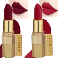 PERPAA® Xpression Sensational Creamy Matte Lipstick Weightless 2 Piece (5-8 Hrs Stay) Bold Maroon ,Matte Apple Red