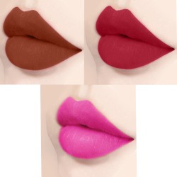 PERPAA® Xpression Sensational Creamy Matte Lipstick Weightless 3 Piece (5-8 Hrs Stay) Matte Rust Brown ,Matte Red ,Natural Pink