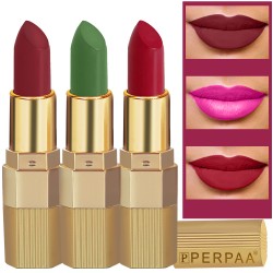 PERPAA® Xpression Sensational Creamy Matte Lipstick Weightless 3 Piece (5-8 Hrs Stay) Matte Red ,Matte Maroon ,Natural Pink